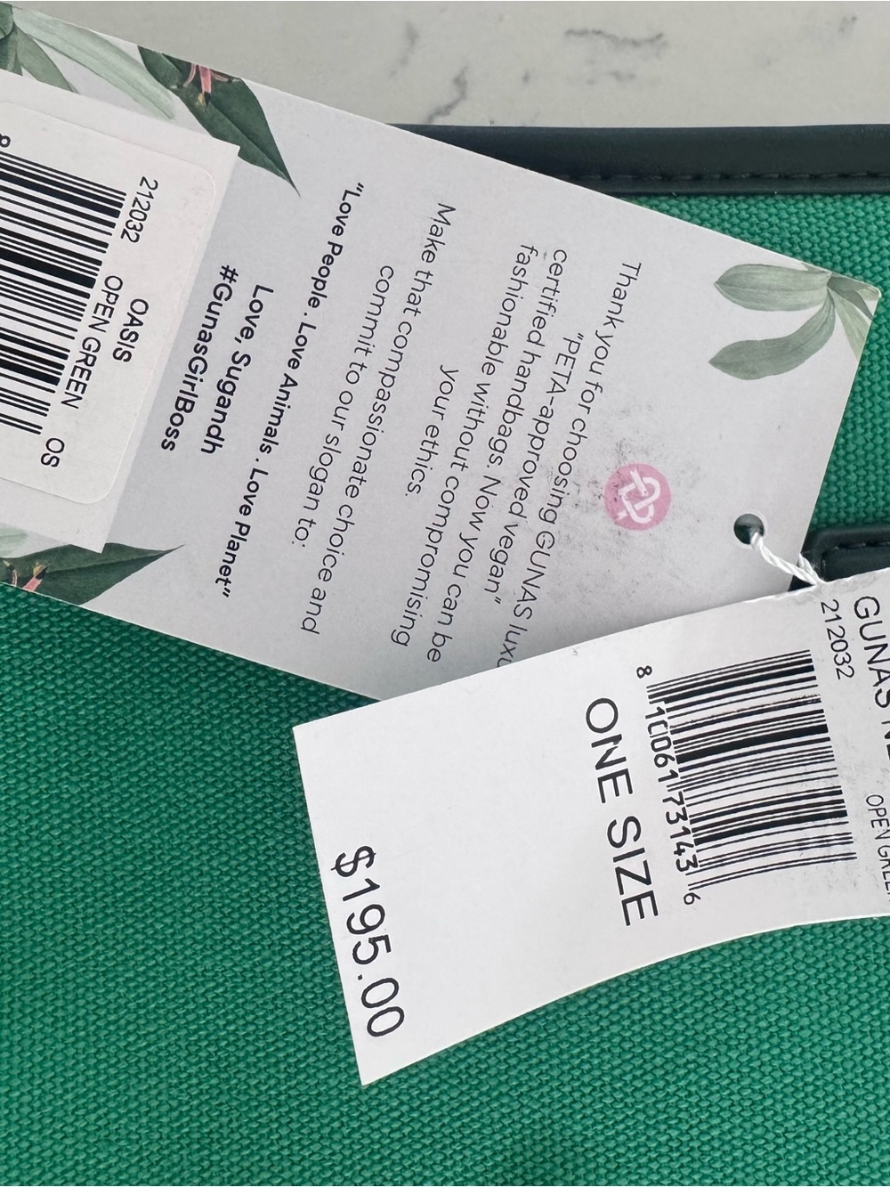 GUNAS New York Oasis Green Leopard Vegan Canvas Bag NWT $195 Sold Out Online - Picture 13 of 13